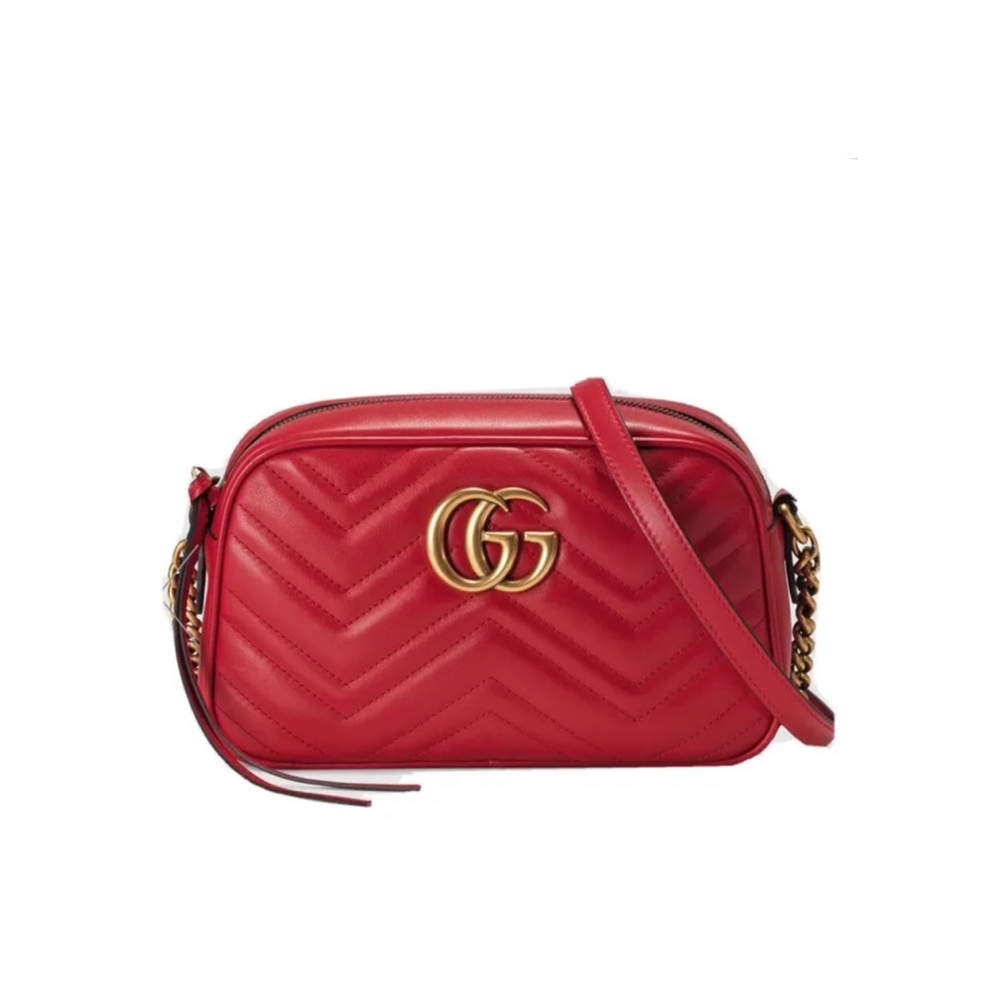Gucci GG Marmont small matelassé shoulder Crossbody Bag Red